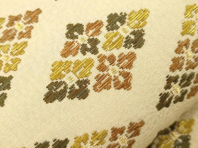 平和屋着物●六通柄袋帯　黄櫨染　名物裂　金糸　正絹　逸品　CABN3641dy