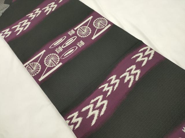 平和屋着物●両面　両方向　全通柄袋帯　雪輪兎文　金糸　やまと誂製　正絹　逸品　CABN3644dy