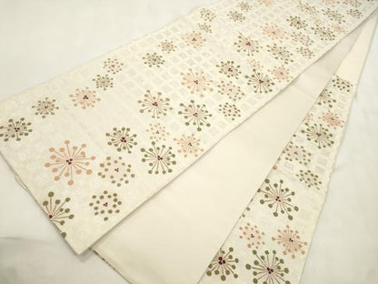平和屋着物●こむさでもーど・COMME CA DU MODE　六通柄袋帯　抽象文様　銀糸　やまと誂製　正絹　逸品　CABN3647dy