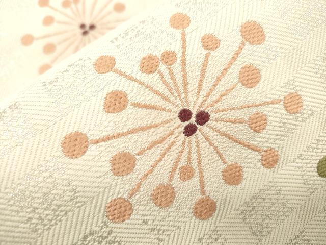 平和屋着物●こむさでもーど・COMME CA DU MODE　六通柄袋帯　抽象文様　銀糸　やまと誂製　正絹　逸品　CABN3647dy