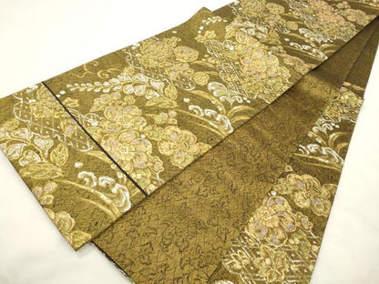 平和屋着物●西陣　都謹製　六通柄袋帯　綾衣　辻が花　金糸　証紙付き　逸品　未使用　CABN3653dy