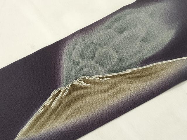 平和屋着物●九寸名古屋帯　遠山文　鬼しぼ縮緬　正絹　逸品　CABN3670dy