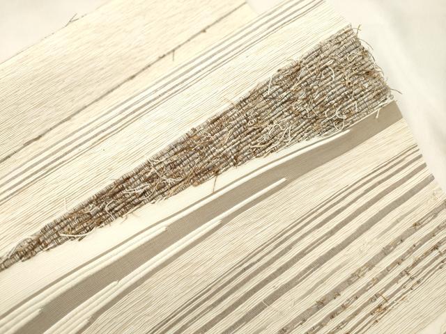 平和屋着物●九寸開き名古屋帯　髭紬　横段文　正絹　逸品　未使用　CABN3671dy