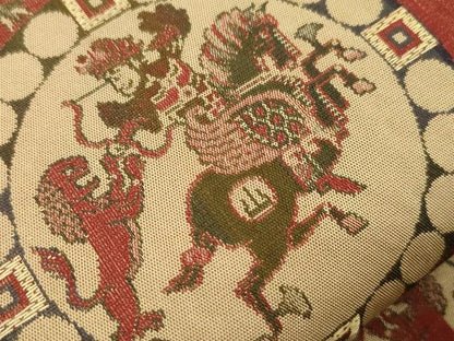 平和屋着物●龍村美術織物　全通柄九寸開き名古屋帯　獅子狩文錦　金糸　正絹　逸品　CABN3693dy