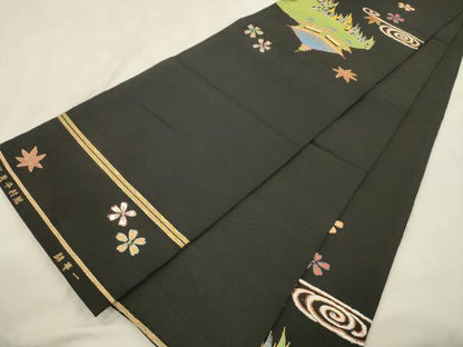 平和屋着物●龍村平蔵製　六通柄　本袋帯　一亨錦　風景文　金銀糸　正絹　逸品　CABN3702dy