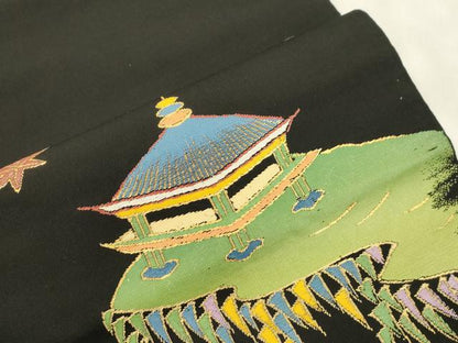 平和屋着物●龍村平蔵製　六通柄　本袋帯　一亨錦　風景文　金銀糸　正絹　逸品　CABN3702dy