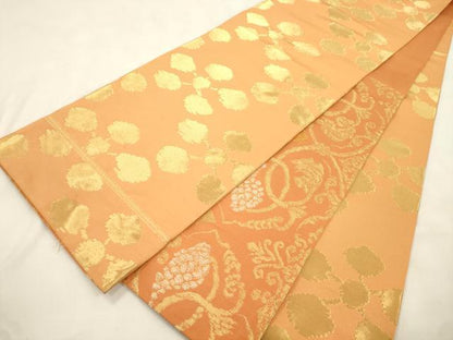 平和屋着物●両面　六通柄袋帯　草唐葡萄　正絹　逸品　CABN3708dy
