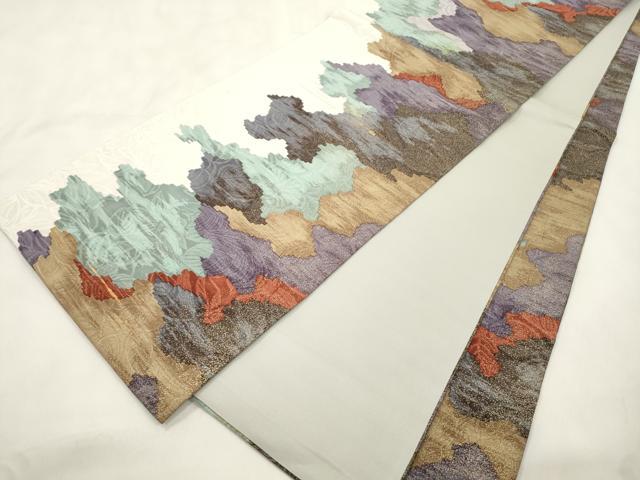 平和屋着物●博多織　鵬翔 　全通柄袋帯　纐纈　霞文　金彩　正絹　逸品　CABN3728dy
