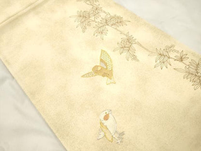 平和屋着物●太鼓柄袋帯　駒刺繍　飛鳥文　金銀糸　正絹　逸品　CABN3731dy