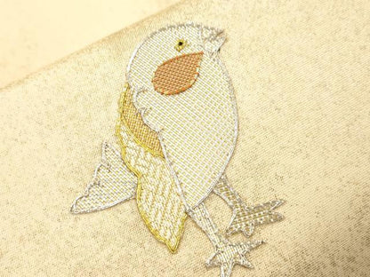 平和屋着物●太鼓柄袋帯　駒刺繍　飛鳥文　金銀糸　正絹　逸品　CABN3731dy