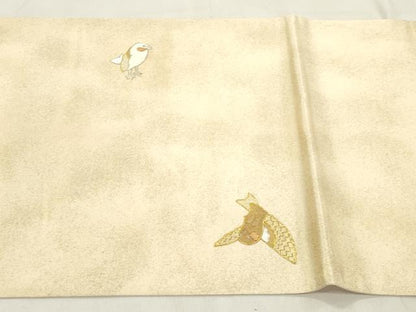 平和屋着物●太鼓柄袋帯　駒刺繍　飛鳥文　金銀糸　正絹　逸品　CABN3731dy