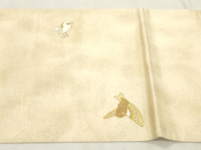 平和屋着物●太鼓柄袋帯　駒刺繍　飛鳥文　金銀糸　正絹　逸品　CABN3731dy