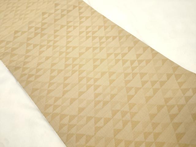 平和屋着物●両面　六通柄袋帯　紹紦花織　幾何学文　金糸　正絹　逸品　CABN3733dy