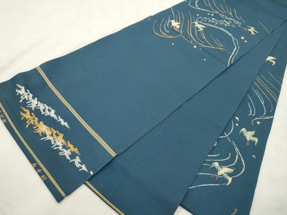 平和屋着物●龍村平蔵製　六通柄　本袋帯　村千鳥　金銀糸　正絹　逸品　CABN3734dy