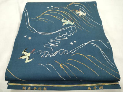 平和屋着物●龍村平蔵製　六通柄　本袋帯　村千鳥　金銀糸　正絹　逸品　CABN3734dy