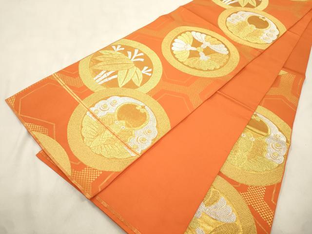 平和屋着物●西陣　川島織物　六通柄　本袋帯　草花丸文　金銀糸　正絹　逸品　CABN3737dy