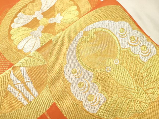 平和屋着物●西陣　川島織物　六通柄　本袋帯　草花丸文　金銀糸　正絹　逸品　CABN3737dy