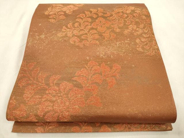平和屋着物●西陣　川島織物　六通柄　本袋帯　草花文　金糸　引箔　正絹　逸品　CABN3743dy
