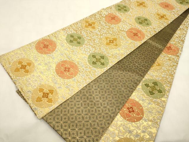 平和屋着物●紋屋井関　御寮織　六通柄袋帯　草花丸文　金糸　正絹　逸品　CABN3748dy
