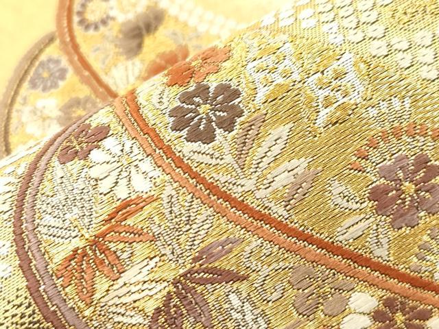 平和屋着物●西陣の名門　加納幸謹製　六通柄袋帯　草花文　金銀糸　正絹　逸品　CABN3751dy