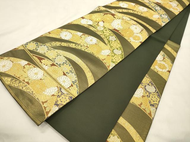 平和屋着物●西陣　川島織物　六通柄　本袋帯　草花文　金銀糸　正絹　逸品　CABN3758dy