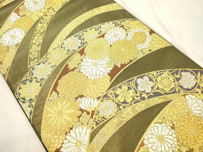 平和屋着物●西陣　川島織物　六通柄　本袋帯　草花文　金銀糸　正絹　逸品　CABN3758dy