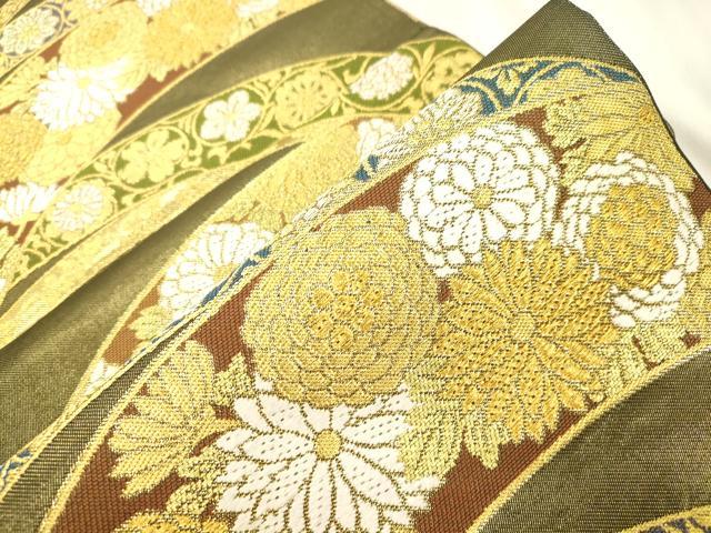 平和屋着物●西陣　川島織物　六通柄　本袋帯　草花文　金銀糸　正絹　逸品　CABN3758dy