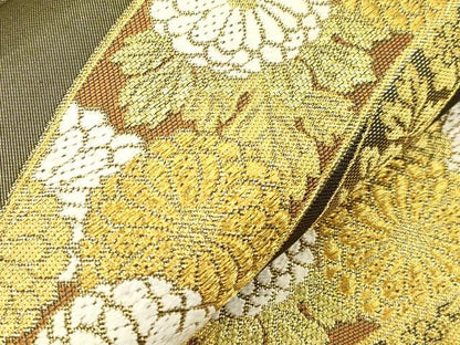 平和屋着物●西陣　川島織物　六通柄　本袋帯　草花文　金銀糸　正絹　逸品　CABN3758dy