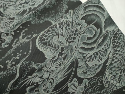 平和屋着物●全通柄　京袋帯　龍　正絹　逸品　CABN3763dy