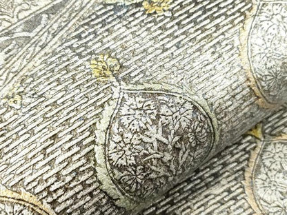 平和屋着物●金唐革　和泉紫峯　六通柄袋帯　切嵌幾何学花文　金銀彩　正絹　逸品　CABN3764dy