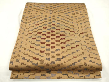 平和屋着物●両面　六通柄袋帯　幾何学文　正絹　逸品　CABN3772dy
