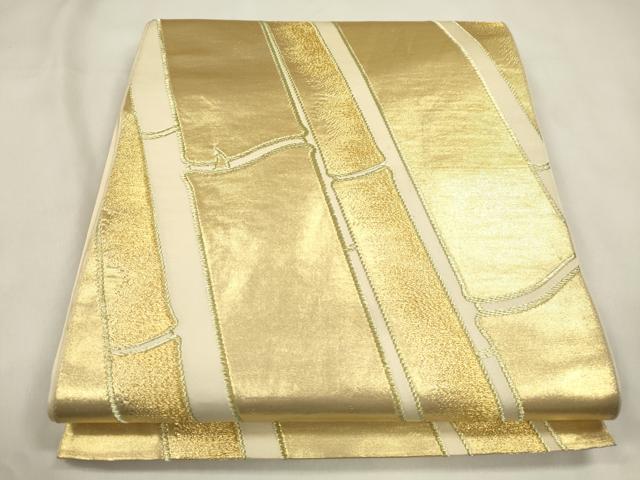 平和屋着物●西陣　川島織物　六通柄　本袋帯　竹並び文　金糸　正絹　逸品　CABN3783dy