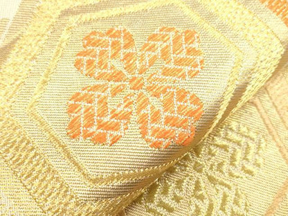 平和屋着物●西陣　川島織物　六通柄　本袋帯　亀甲花文　金糸　正絹　逸品　CABN3785dy