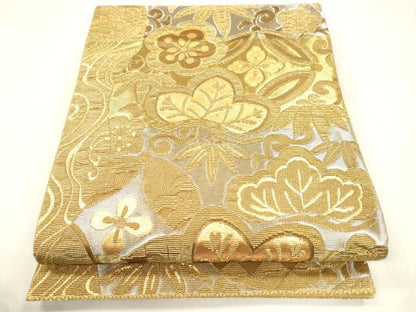 平和屋着物●ファッションデザイナー 花井幸子　六通柄袋帯　金華山織　松竹梅　金銀糸　正絹　逸品　CABN3786dy