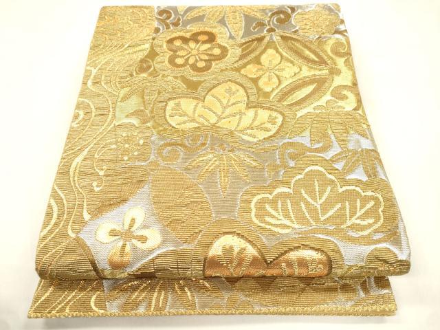 平和屋着物●ファッションデザイナー 花井幸子　六通柄袋帯　金華山織　松竹梅　金銀糸　正絹　逸品　CABN3786dy