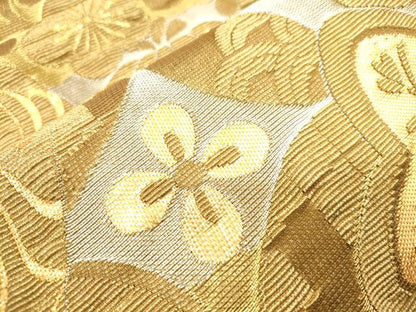 平和屋着物●ファッションデザイナー 花井幸子　六通柄袋帯　金華山織　松竹梅　金銀糸　正絹　逸品　CABN3786dy