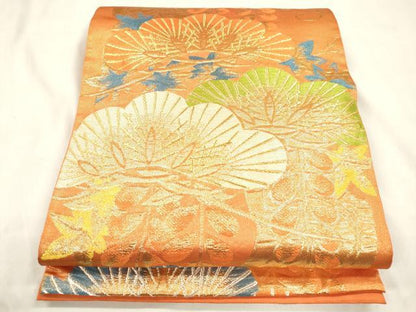 平和屋着物●西陣　川島織物　六通柄　本袋帯　松文　金糸　正絹　逸品　CABN3793dy
