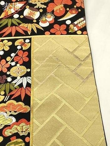 平和屋着物●西陣の名門　本家加納　六通柄袋帯　唐織　松竹梅　宝尽くし文　黒地　金銀糸　正絹　逸品　CABN3854dy