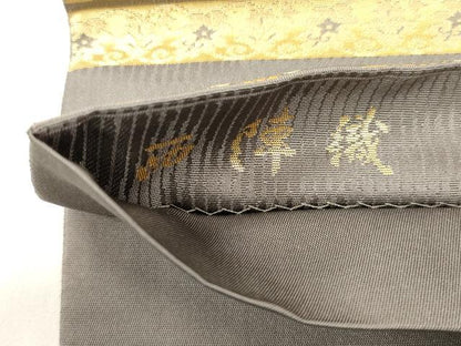 平和屋着物●西陣織　陰山織物謹製　箔屋清兵衛　六通柄袋帯　横段草木文　金糸　正絹　逸品　CABN3866dy