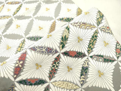 平和屋着物●六通柄袋帯　唐織　七宝花文　金銀糸　正絹　逸品　CABN3873dy