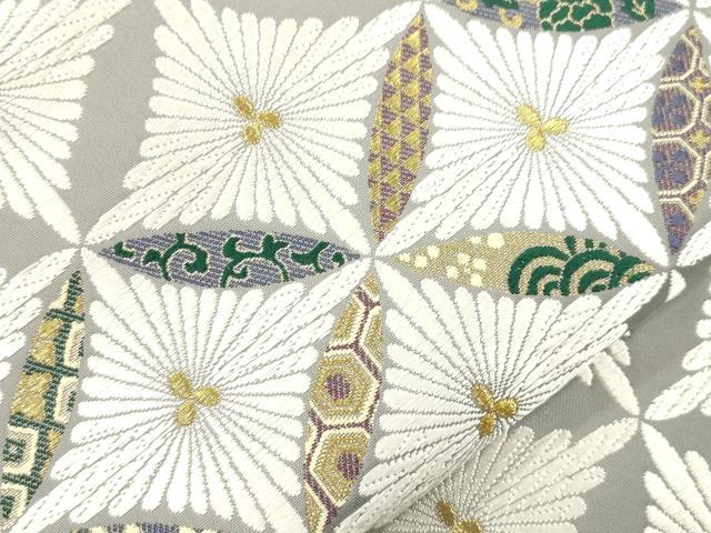 平和屋着物●六通柄袋帯　唐織　七宝花文　金銀糸　正絹　逸品　CABN3873dy