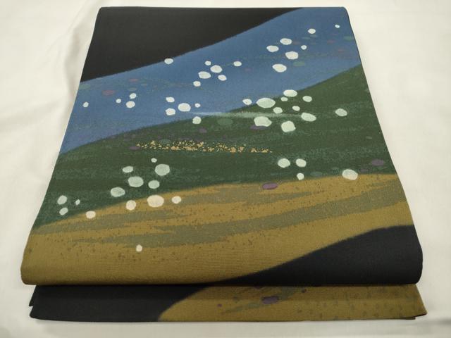 平和屋着物●太鼓柄袋帯　丸文　黒地　金彩　正絹　逸品　CABN3875dy