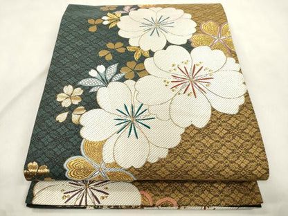 平和屋着物●六通柄袋帯　舞花文　金銀糸　正絹　逸品　CABN3878dy