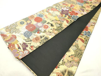 平和屋着物●六通柄袋帯　唐織　花鳥文　金銀糸　正絹　逸品　CABN3879dy