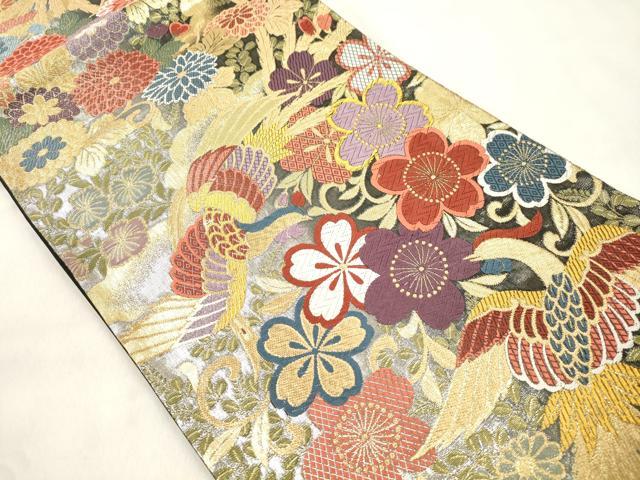 平和屋着物●六通柄袋帯　唐織　花鳥文　金銀糸　正絹　逸品　CABN3879dy