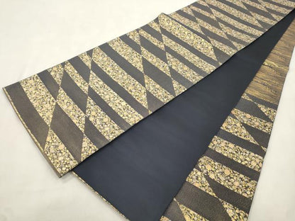 平和屋着物●六通柄袋帯　松涛つづれ　草花文　金糸　正絹　逸品　CABN3880dy