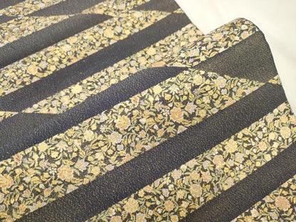 平和屋着物●六通柄袋帯　松涛つづれ　草花文　金糸　正絹　逸品　CABN3880dy