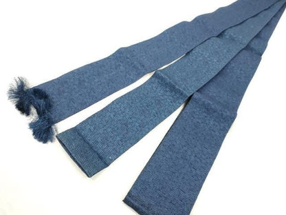 平和屋着物●男性　本場筑前博多織　角帯　幾何学文　留紺色　正絹　逸品　CABN3895dy