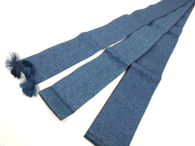 平和屋着物●男性　本場筑前博多織　角帯　幾何学文　留紺色　正絹　逸品　CABN3895dy