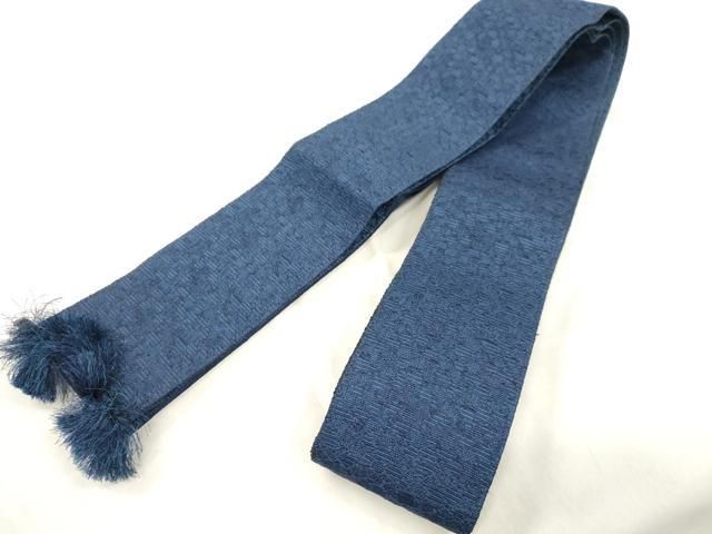 平和屋着物●男性　本場筑前博多織　角帯　幾何学文　留紺色　正絹　逸品　CABN3895dy
